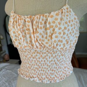 Floral Ruched Tank with Elastic Straps